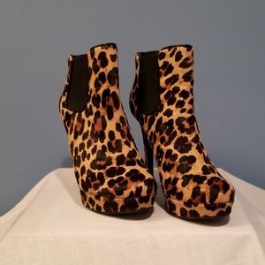 GIANNI BINI Leopard Calf Hair Booties